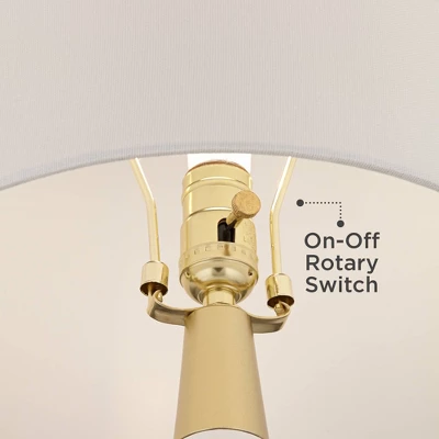 360 Lighting Nesbit Modern Mid Century Table Lamps 25" High Set Of 2 White Ceramic With USB Charging Port Drum Shade For Bedroom Living Room Bedside 7 360 Lighting Nesbit Modern Mid Century Table Lamps 25" High Set Of 2 White Ceramic With USB Charging Port Drum Shade For Bedroom Living Room Bedside - Image 5