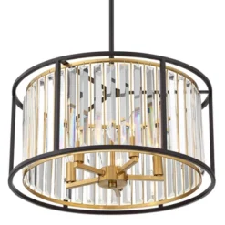 Possini Euro Design Milne Bronze Gold Drum Pendant Chandelier 20" Wide Modern Crystal 5-Light Fixture For Dining Room House Kitchen Island Entryway -Lighting Specialty Store GUEST 3fb48131 fb1c 4dfd 8878 cb92c8bc9ff0