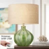 360 Lighting Modern Table Lamp With USB Charging Port 20.5" High Green Ribbed Ceramic Oatmeal Fabric Drum Shade For Bedroom Desk (Color May Vary) -Lighting Specialty Store GUEST 40838537 0bf8 480f a7e4 f4ce91e063af
