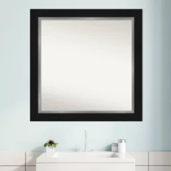 32" X 32" Non-Beveled Eva Bathroom Wall Mirror Black - Amanti Art -Lighting Specialty Store GUEST 4084e5e3 9b9e 4404 b904 4ca118a31494