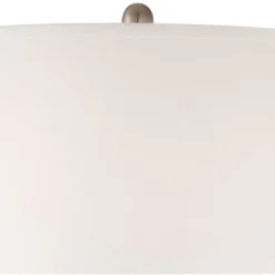 360 Lighting Geoff Modern Table Lamps 26" High Set Of 2 Brushed Nickel With USB Charging Port Table Top Dimmers White Drum Shade For Living Room Desk -Lighting Specialty Store GUEST 432d54b7 bdac 4d64 9456 d70c6afc1a37