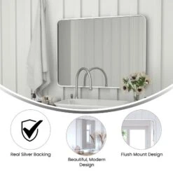 Flash Furniture Jada Decorative Wall Mirror - Rounded Corners, Bathroom & Living Room Glass Mirror Hangs Horizontal Or Vertical -Lighting Specialty Store GUEST 4378b1df a743 432b 9451 799f97fa7992