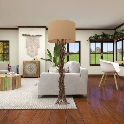 Rustic Floor Lamp Beige - Olivia & May 6 Rustic Floor Lamp Beige - Olivia & May - Image 4