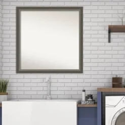 29" X 29" Non-Beveled Domus Wood Bathroom Wall Mirror Dark Silver - Amanti Art -Lighting Specialty Store GUEST 446d056a 0030 4122 b3ca 659428c495a7