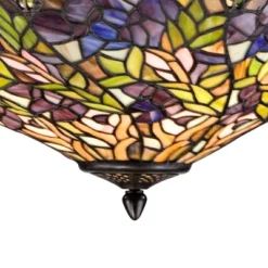 Robert Louis Tiffany Bronze Pendant Chandelier 22" Wide Rustic Floral Garden Stained Glass 3-Light Fixture For Dining Room House Foyer Kitchen Island -Lighting Specialty Store GUEST 448f8f99 8d1d 4a31 86a8 c6e9b14f09c5