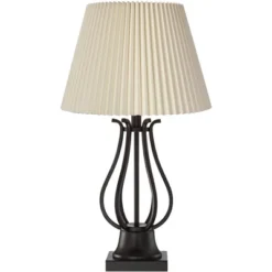 Regency Hill Hadley Industrial Table Lamps Set Of 2 26" High Bronze With AC Power Outlet Ivory Pleat Shade For Bedroom Living Room Bedside Office Desk -Lighting Specialty Store GUEST 44a4c354 6ee0 4f0a 933d 6f5ec7ba38fa