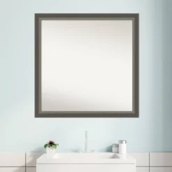 29" X 29" Non-Beveled Domus Wood Bathroom Wall Mirror Dark Silver - Amanti Art -Lighting Specialty Store GUEST 452c1024 e702 4b1a 83c2 ce4e9567e7c5