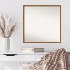 27" X 27" Non-Beveled Carlisle Blonde Narrow Wood Wall Mirror - Amanti Art -Lighting Specialty Store GUEST 46d7dd24 6440 4ff8 96d4 b256a1ffb453