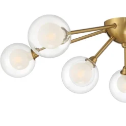 Possini Euro Design Spheres Modern Ceiling Light Flush Mount Fixture 28" Wide Warm Brass 9-Light LED Clear Globe Glass For Bedroom Kitchen Living Room -Lighting Specialty Store GUEST 4772bc4d 2bc9 44cc bcf3 2272d462bd50
