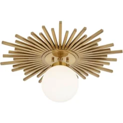 Possini Euro Design Hazel Modern Ceiling Light Semi Flush Mount Fixture 24" Wide Warm Brass White Globe Shade For Bedroom Kitchen Living Room Hallway -Lighting Specialty Store GUEST 48188eba 2f68 4f86 9f8a a54dd55ba25f