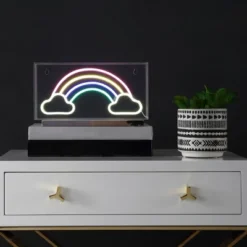 11.75" Rainbow Contemporary Glam Acrylic Box Pendant (Includes LED Light Bulb) Neon - JONATHAN Y -Lighting Specialty Store GUEST 49148c6e 461d 4444 8200 bb583a0c14e5