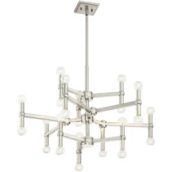 Possini Euro Design Marya Brushed Nickel Chandelier 32" Wide Modern 24-Light Fixture For Dining Room House Foyer Kitchen Island Entryway Bedroom Home -Lighting Specialty Store GUEST 497b4b11 8bdc 43c8 a18f eb069cc0f9b7