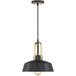 Possini Euro Design Black Warm Brass Mini Pendant Lighting Fixture 12" Wide Farmhouse Rustic For Dining Room House Home Kitchen Island High Ceilings -Lighting Specialty Store GUEST 4b01dbe6 676e 44ed 8ddb b125d2ba5e30