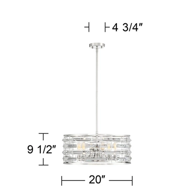 Possini Euro Design Smart Polished Nickel Chandelier 20" Wide Modern Drum Clear Crystal 6-Light Fixture For Dining Room House Foyer Kitchen Island 8 Possini Euro Design Smart Polished Nickel Chandelier 20" Wide Modern Drum Clear Crystal 6-Light Fixture For Dining Room House Foyer Kitchen Island - Image 6