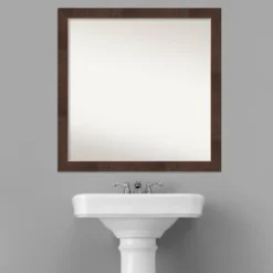 29" X 29" Non-Beveled Wildwood Brown Narrow Bathroom Wall Mirror - Amanti Art -Lighting Specialty Store GUEST 4ede7742 323f 4d14 ab8f 012bf9cd321f