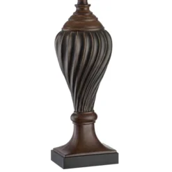 Regency Hill Traditional Table Lamp 28.5" Tall Carved Two Tone Brown Urn Shaped Beige Fabric Shade For Living Room Family Bedroom Bedside -Lighting Specialty Store GUEST 4fe85899 dbee 48e3 8d29 2efde21643cd
