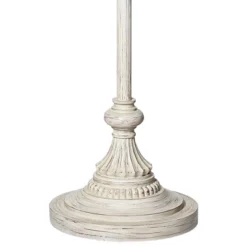 360 Lighting Vintage Chic Floor Lamp 60" Tall Antique White Washed Ivory Brocade Fabric Bell Shade For Living Room Reading Bedroom Office -Lighting Specialty Store GUEST 520da67c 0ae9 406f b60e c590a964fb78