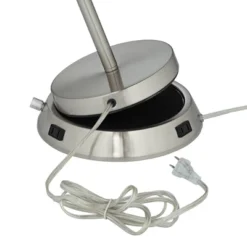 360 Lighting Modern Table Lamp With Dimmable USB And AC Power Outlet Workstation Base 24.5" High Brushed Nickel Droplet White Shade Bedroom Desk -Lighting Specialty Store GUEST 523434d5 7226 40c4 a87c e684a313717b