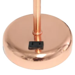 19.5" Bedside Power Outlet Base Metal Table Desk Lamp Rose Gold With White Fabric Shade - Creekwood Home -Lighting Specialty Store GUEST 52d88379 d4df 4749 93fc be1998fd581b