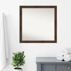 29" X 29" Non-Beveled Wildwood Brown Narrow Bathroom Wall Mirror - Amanti Art -Lighting Specialty Store GUEST 5300f1c2 17ea 492d b5db 21b35ce8704b