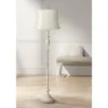 360 Lighting Vintage Shabby Chic Floor Lamp 60" Tall Antique White Washed Creme Fabric Drum Shade For Living Room Reading Bedroom Office -Lighting Specialty Store GUEST 54f4d5ab d9f9 4208 b268 e8b645528555