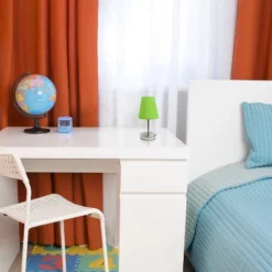 10.5" Petite Metal Stick Bedside Table Desk Lamp In Sand Nickel With Fabric Shade Green - Creekwood Home -Lighting Specialty Store GUEST 5635a17c 8930 43fe 9d7f b73f6a12a28c