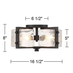 Possini Euro Design Adri Modern Ceiling Light Flush Mount Fixture Black 16 1/2" Wide Black 4-Light Textured Glass For Bedroom Kitchen Living Room Home -Lighting Specialty Store GUEST 567ddd16 51a8 4ee3 a709 ba37f671124a