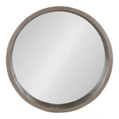 22" Hutton Round Wall Mirror Gray - Kate & Laurel All Things Decor -Lighting Specialty Store GUEST 5709a93f 30e2 4543 ba0e cf0fb3a5af35