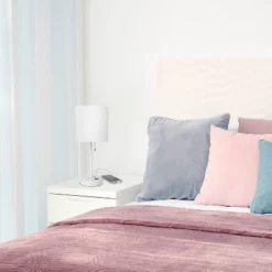 19.5" Bedside USB Port Feature Metal Table Desk Lamp White With Fabric Shade - Creekwood Home -Lighting Specialty Store GUEST 57bfe3b0 270e 4259 afb5 082ac2f25a92