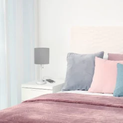 19.5" Bedside USB Port Feature Metal Table Desk Lamp White With Gray Fabric Shade - Creekwood Home -Lighting Specialty Store GUEST 5828900a 0369 467c 989b 90287214fed4