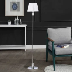 Dann Foley Lifestyle Floor Lamp With Shade Silver/White - StyleCraft