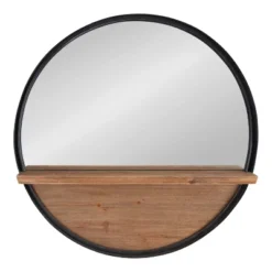 30" Owing Round Wall Mirror Black - Kate & Laurel All Things Decor