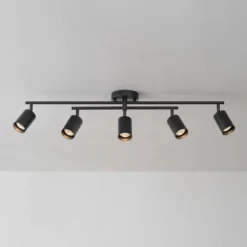 5-Light Matte Black Track Lighting With Center Swivel Bar With Pivoting Shades - Globe Electric -Lighting Specialty Store GUEST 59fd0951 4e29 42d1 9f02 14a5d46ed882