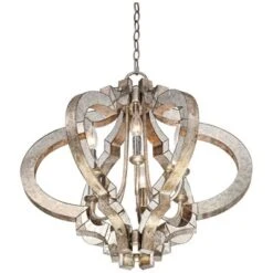 Possini Euro Design Ornament Aged Silver Gold Bronze Chandelier 23 1/4" Wide Industrial 6-Light Fixture For Dining Room Foyer Kitchen Island Entryway -Lighting Specialty Store GUEST 5a33b096 84dc 4a34 b28a 9f0d599b115f