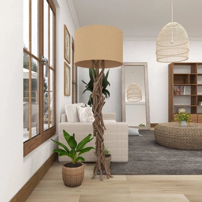 Rustic Floor Lamp Beige - Olivia & May 7 Rustic Floor Lamp Beige - Olivia & May - Image 5