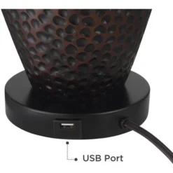 Franklin Iron Works Kaly Rustic Industrial Table Lamps 25" High Set Of 2 Hammered Oiled Bronze With USB Charging Port Faux Leather Drum Shade For Desk 12 Franklin Iron Works Kaly Rustic Industrial Table Lamps 25" High Set Of 2 Hammered Oiled Bronze With USB Charging Port Faux Leather Drum Shade For Desk -Lighting Specialty Store GUEST 5cc1a4a6 7de2 4aa9 ab6e 43c4defd733c