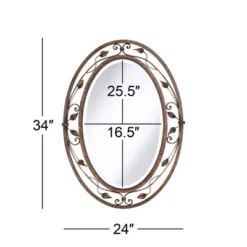 Franklin Iron Works Eden Oval Vanity Wall Mirror Vintage Rustic Beveled French Bronze Flower Vine Open Metal Frame 24" Wide For Bathroom Bedroom House -Lighting Specialty Store GUEST 5eeed9c2 a888 485f a580 6b61ce6ab2ac