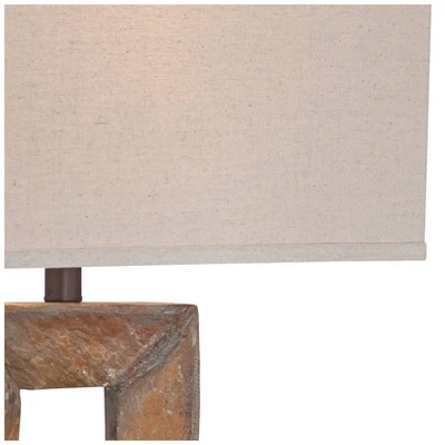 Franklin Iron Works Tahoe Rustic Table Lamp 32" Tall Natural Slate Off White Rectangular Shade For Bedroom Living Room Bedside Nightstand Office Kids 4 Franklin Iron Works Tahoe Rustic Table Lamp 32" Tall Natural Slate Off White Rectangular Shade For Bedroom Living Room Bedside Nightstand Office Kids - Image 2