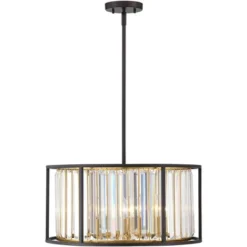 Possini Euro Design Milne Bronze Gold Drum Pendant Chandelier 20" Wide Modern Crystal 5-Light Fixture For Dining Room House Kitchen Island Entryway -Lighting Specialty Store GUEST 615573ff 29f6 410c 93d3 bbb1882c3899