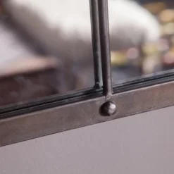 LuxenHome Rustic Brown Metal Frame Windowpane Accent Wall Mirror -Lighting Specialty Store GUEST 61f03f98 8f78 4965 8e14 2bd9caf4a8fa