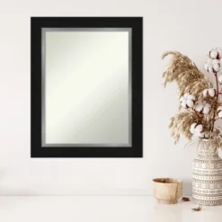 24" X 30" Non-Beveled Eva Black Silver Wall Mirror - Amanti Art 12 24" X 30" Non-Beveled Eva Black Silver Wall Mirror - Amanti Art -Lighting Specialty Store GUEST 6361c595 bd6d 43be 91f5 fe7d8e1c1181