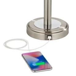 360 Lighting Camile Modern Table Lamps 25" High Set Of 2 Brushed Nickel With USB Charging Port Off White Drum Shade For Living Room Office House Desk 11 360 Lighting Camile Modern Table Lamps 25" High Set Of 2 Brushed Nickel With USB Charging Port Off White Drum Shade For Living Room Office House Desk -Lighting Specialty Store GUEST 63eb9f7d 0464 464c 873c 9d1522555def