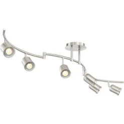 Pro Track Rhodes 6-Head LED Ceiling Track Light Fixture Kit Spot Light GU10 Silver Brushed Nickel Finish Metal Modern Kitchen Bathroom Dining 63" Wide -Lighting Specialty Store GUEST 64882156 99fc 486f ae66 e337f5bb852f