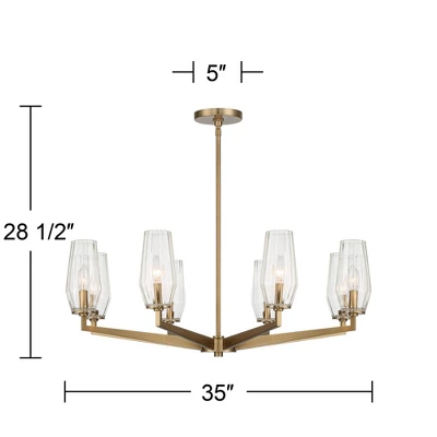 Possini Euro Design Byzantium Warm Gold Chandelier 35" Wide Modern Clear Glass Shade 8-Light Fixture For Dining Room Foyer Kitchen Island Entryway 8 Possini Euro Design Byzantium Warm Gold Chandelier 35" Wide Modern Clear Glass Shade 8-Light Fixture For Dining Room Foyer Kitchen Island Entryway - Image 6