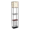 Etagere Organizer Wood Accented Storage Shelf And Wine Rack With Linen Shade Floor Lamp Black - Elegant Designs -Lighting Specialty Store GUEST 66d3db6c b02e 442a 9b15 b6faff97c7f8