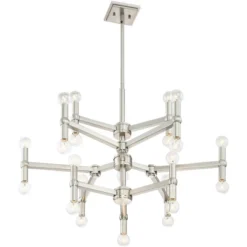 Possini Euro Design Marya Brushed Nickel Chandelier 32" Wide Modern 24-Light Fixture For Dining Room House Foyer Kitchen Island Entryway Bedroom Home -Lighting Specialty Store GUEST 6a556942 8834 40c7 9218 afc183c3d9bd