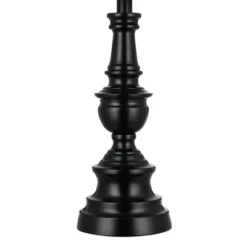 27" 3-Way Decorative Metal Table Lamp With Linen Shade (Includes LED Light Bulb) Black - Cresswell Lighting