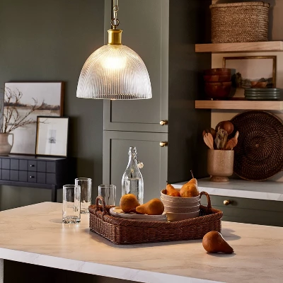 Reeded Glass Pendant Brass - Threshold™ Designed With Studio McGee 4 Reeded Glass Pendant Brass - Threshold™ Designed With Studio McGee - Image 2