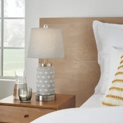 21" Grey/White Patterned Concrete Table Lamp - Nourison -Lighting Specialty Store GUEST 6d26673c f832 4bef 8599 e526978c0a97