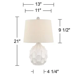 360 Lighting Ellen 21" High Sculptured Small Mid Century Modern Coastal Accent Table Lamp White Ceramic Single Living Room Bedroom Bedside Nightstand -Lighting Specialty Store GUEST 6e1531b1 8652 48fa acde 11a37d6902b1